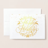 Prettig feestdagen Sneeuwvlokken Elegant Goud Folie Kaarten (Voorkant met envelop)