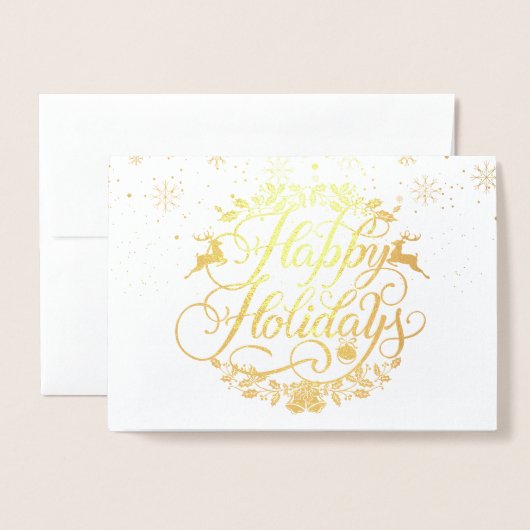 Prettig feestdagen Sneeuwvlokken Elegant Goud Folie Kaarten (Voorkant met envelop)