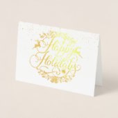 Prettig feestdagen Sneeuwvlokken Elegant Goud Folie Kaarten (Voorkant)