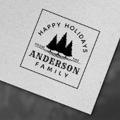 Prettig feestdagen Winterdennenbomen Kerstmis Fami Zelfinktende Stempel