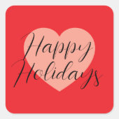 Prettig feestdagen Zalig kerstfeest Vakantie Hart Vierkante Sticker (Voorkant)
