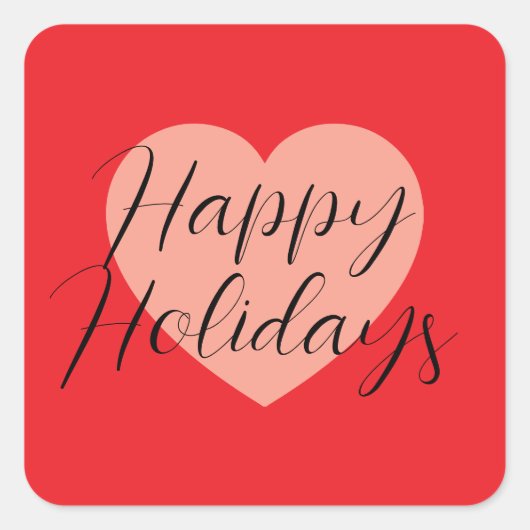 Prettig feestdagen Zalig kerstfeest Vakantie Hart Vierkante Sticker (Voorkant)