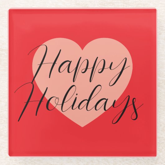 Prettig feestdagen Zalig kerstfeest Vakantietijd H Glazen Onderzetter (Voorkant)