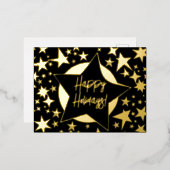 Prettig feestdagen Zwarte en Gouden Sterren Kerstm (Voorkant / Achterkant)