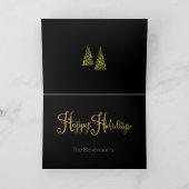 Prettig feestdagen Zwarte Gouden Boom Script Naam  (Binnen)