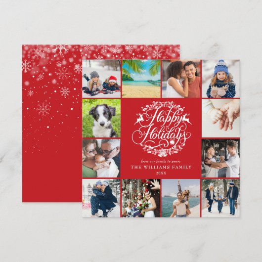 Prettig feestelijk jaaroverzicht fotocollage feestdagenkaart (Voorkant / Achterkant)