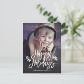 Prettig feestelijk volledig foto chic handgeschrev feestdagenkaart (Staand voorkant)