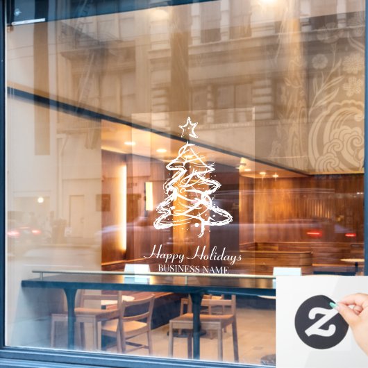 Prettig feestelijke moderne kerstboom bedrijf raamsticker (Cafe Raam)