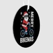 Prettig Fietskerstdag Kerstman Fietst Kerstsneeuwv Ornament (voorkant)
