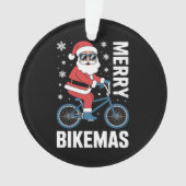 Prettig Fietskerstdag Kerstman Fietst Kerstsneeuwv Ornament (voorkant)