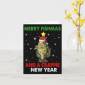 Prettig Fishmas en een Crappie Nieuwjaar Vissen Fu Kaart (Gele Bloem)