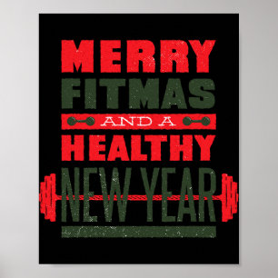 Prettig Fitmas en Gelukkig Nieuw Achterwerk Fitnes Poster