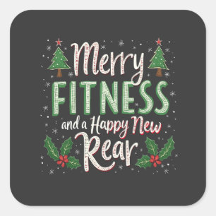 Prettig Fitness en Gelukkig Nieuw Achterwerk Bodyb Vierkante Sticker