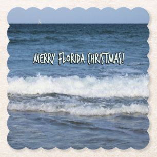 Prettig Florida Kerstmis Over De Oceaan Kartonnen Onderzetters