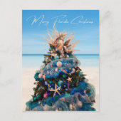 Prettig Florida Kerstmis Tropisch Strand en Boom Feestdagenkaart (Voorkant)
