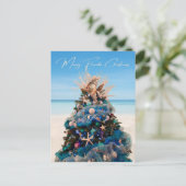 Prettig Florida Kerstmis Tropisch Strand en Boom Feestdagenkaart (Staand voorkant)