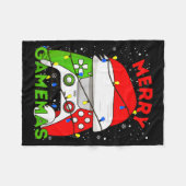 Prettig Gamemas Kerstman Hoed Gamer Controller Ker Fleece Deken (Voorkant (Horizontaal))