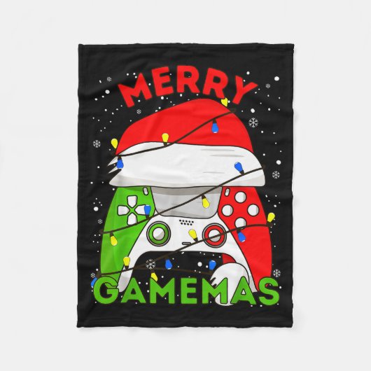Prettig Gamemas Kerstman Hoed Gamer Controller Ker Fleece Deken (Voorkant)
