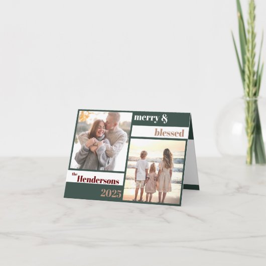 Prettig Gelukkig Gezegende Familie Kerst Foto Groe Feestdagen Kaart (Voorkant)