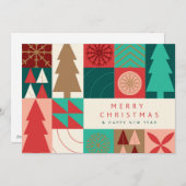 Prettig Geometrisch Kerstfeest - Modern Kerstfeest Feestdagenkaart (Voorkant / Achterkant)