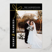 Prettig & Getrouwd Gefolieerd Huwelijk Bedankt Folie Feestdagenkaart (Voorkant)