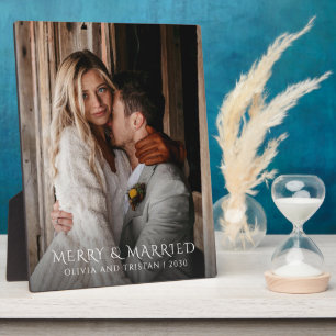 Prettig getrouwd kerstvakantie foto fotoplaat