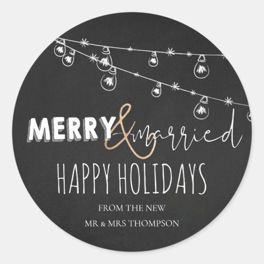 Prettig Getrouwd Nieuwe Mijnheer en Mevrouw Pretti Ronde Sticker (Voorkant)