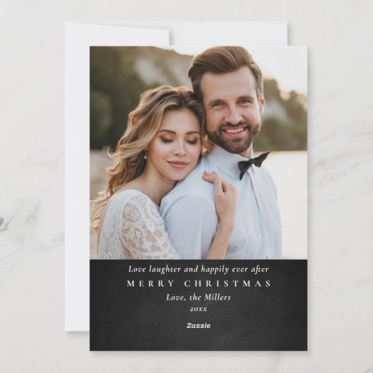 Prettig getrouwd pasgetrouwd 1e kerstfoto feestdagenkaart (Achterkant)