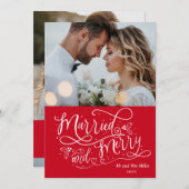 Prettig getrouwd pasgetrouwd 1e kerstfoto feestdagenkaart (Voorkant / Achterkant)