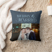 Prettig getrouwd Pasgetrouwd Foto Eerste Kerstmis Kussen (Deken)
