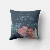 Prettig getrouwd Pasgetrouwd Foto Eerste Kerstmis Kussen (Achterkant)