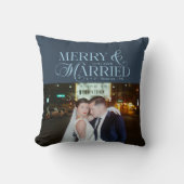 Prettig getrouwd Pasgetrouwd Foto Eerste Kerstmis Kussen (Voorkant)
