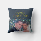 Prettig getrouwd Pasgetrouwd Foto Eerste Kerstmis Kussen (Achterkant)
