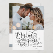 Prettig getrouwd Pasgetrouwden 1e kerstfoto Feestdagenkaart (Voorkant / Achterkant)