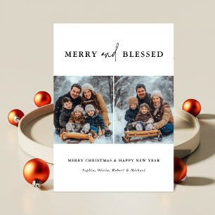 Prettig & Gezegend Kerst Nieuwjaar Familie Foto Feestdagenkaart