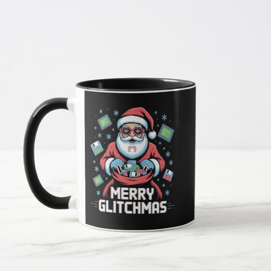 Prettig GlitchKerst Codeer Programmeerder Sinterkl Mok (Links)
