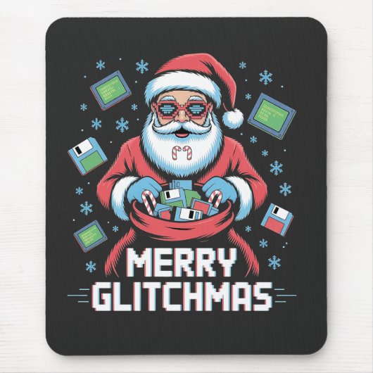 Prettig GlitchKerst Codeer Programmeerder Sinterkl Muismat (Voorkant)