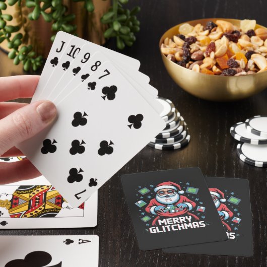 Prettig Glitchkerstfeest Codeur Programmeur Kerstm Pokerkaarten (Insitu)