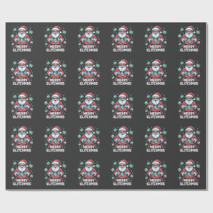 Prettig Glitchkerstmis Codeur Programmeur Kerstman Cadeaupapier