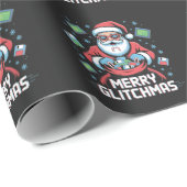 Prettig Glitchkerstmis Codeur Programmeur Kerstman Cadeaupapier (Rol Hoek)