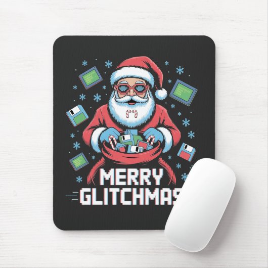 Prettig Glitchkerstmis Codeur Programmeur Kerstman Muismat (Met muis)