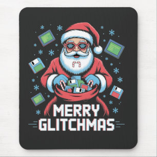 Prettig Glitchkerstmis Codeur Programmeur Kerstman Muismat
