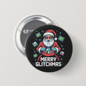 Prettig Glitchkerstmis Codeur Programmeur Kerstman Ronde Button 5,7 Cm (Voorkant /achterkant)