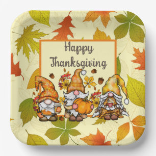 Prettig Gnomes voor Thanksgiving Papieren Bordje