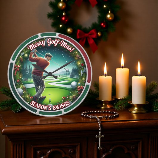 Prettig Golf-Kerst Vakantie Golf Grote Klok