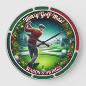 Prettig Golf-Kerst Vakantie Golf Grote Klok (Voorkant)