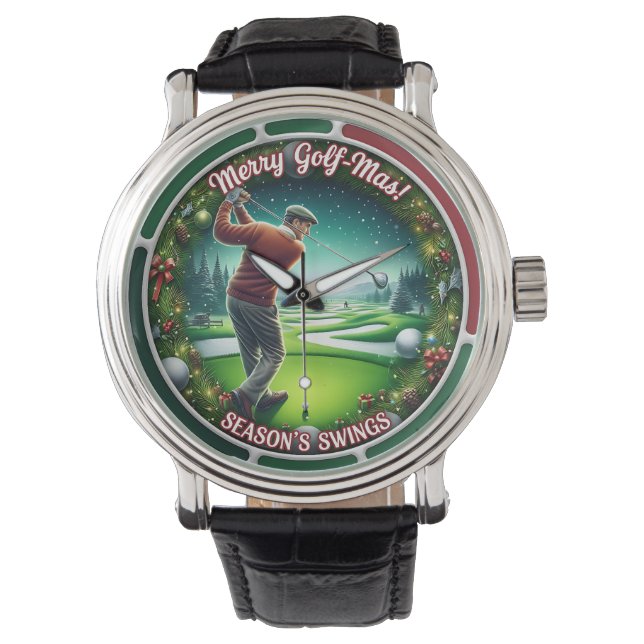Prettig Golf-Kerst Vakantie Golf Horloge (Voorkant)