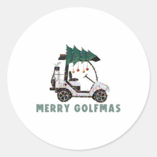 Prettig Golfkerstfeest Golfkar Kerstdagen Golfer G Ronde Sticker