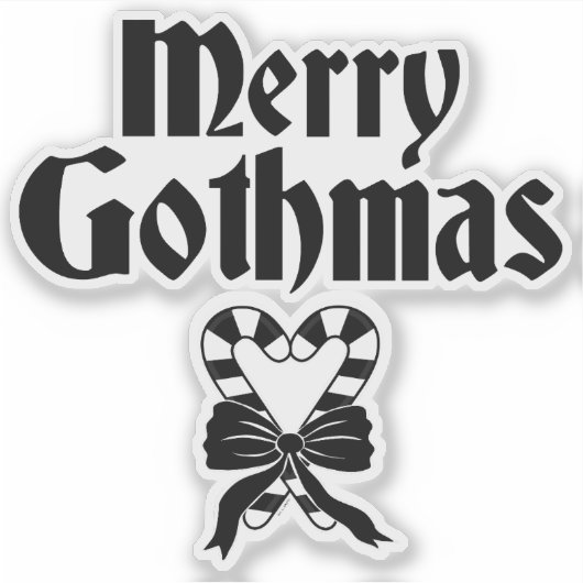 Prettig Gothkerstfeest Zwart-Witte Suikerstokhart Sticker (Voorkant)