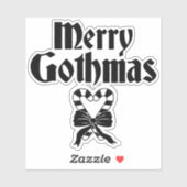 Prettig Gothkerstfeest Zwart-Witte Suikerstokhart Sticker (Vel)